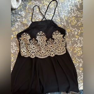 Black Dress w Gold Detailing and Open Back